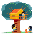 孩子們在樹屋玩耍